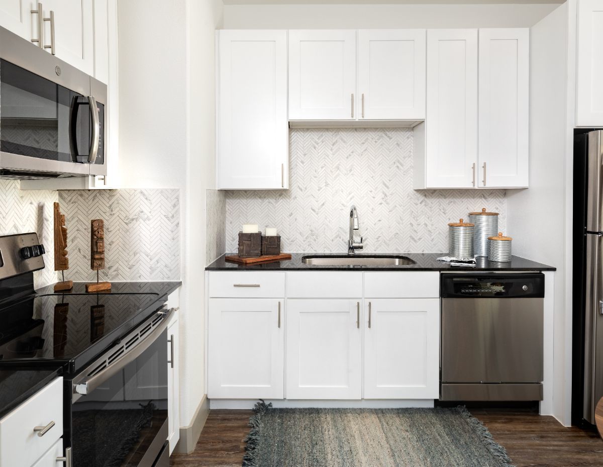 Residences at Saltillo apartment bathroom interior - Austin, TX